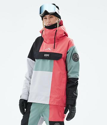 Dope Blizzard LE W Limited Edition Patchwork Ski-jassen Dames Rood Groen | NLHK3612