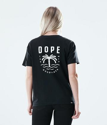 Dope Regular Palm T-shirts Dames Zwart | NLJJ3766