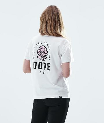 Dope Regular Rose T-shirts Dames Wit | NLSO3772