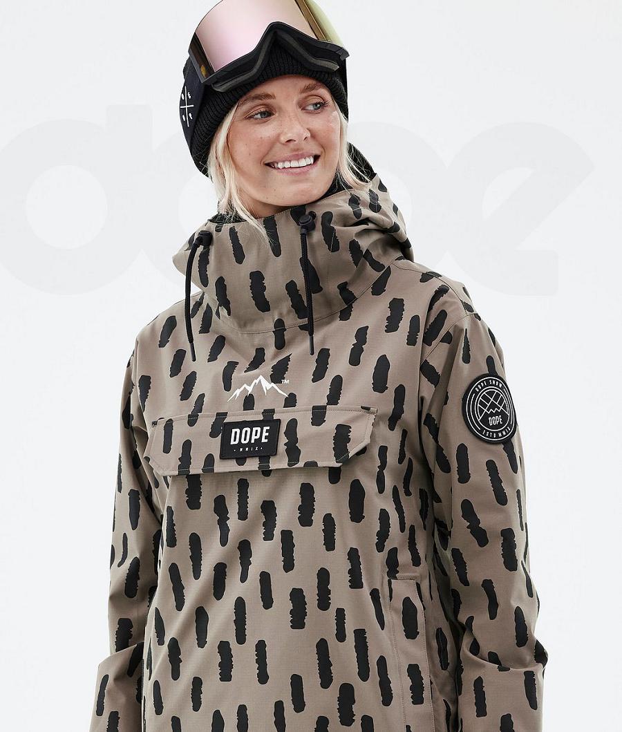 Dope Blizzard W Stripes Ski-jassen Dames Bruin | NLUT3646