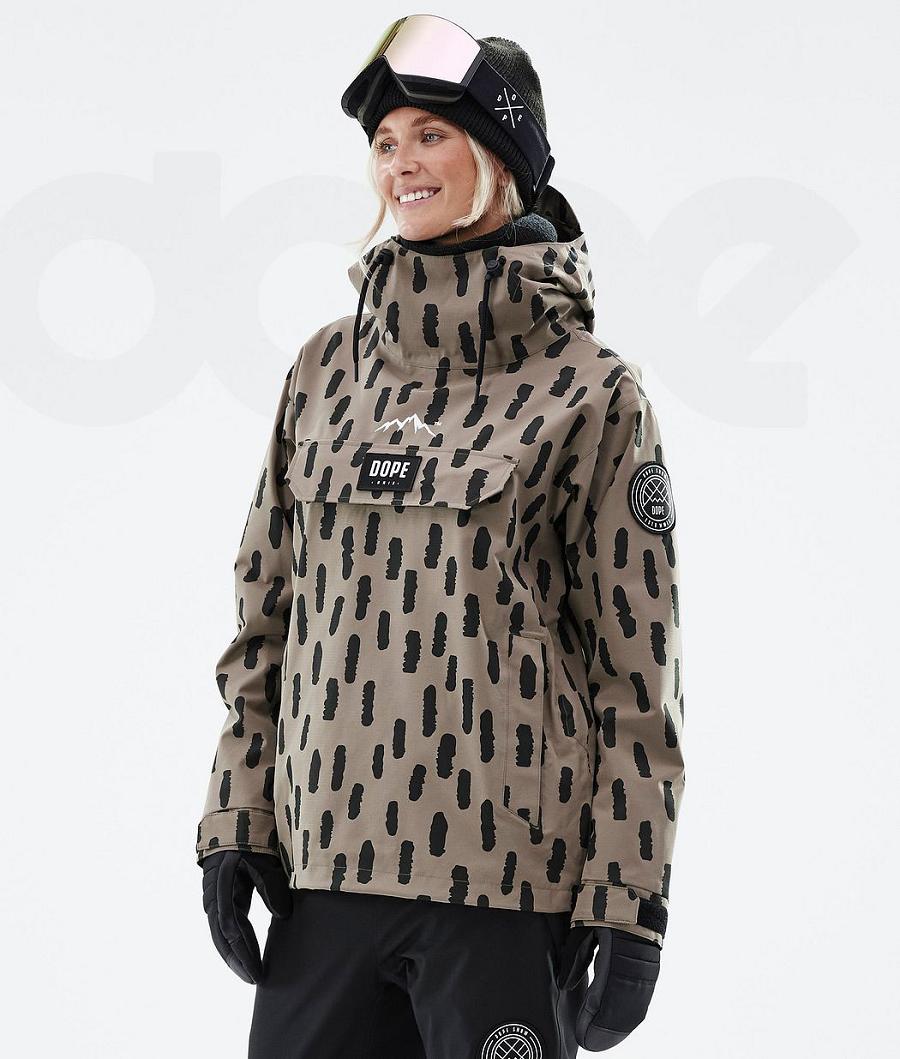 Dope Blizzard W Stripes Ski-jassen Dames Bruin | NLUT3646