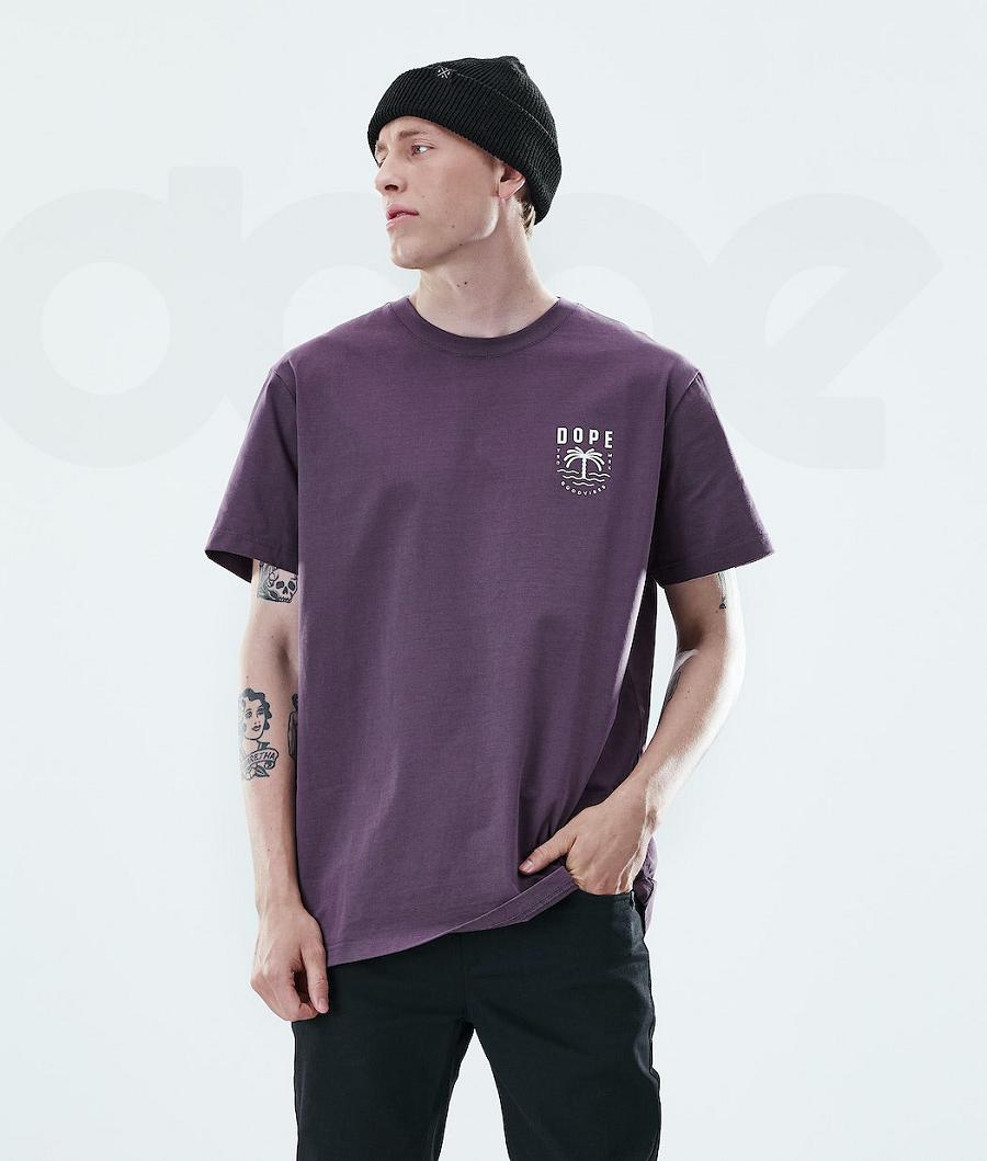 Dope Daily Palm T-shirts Heren Paars | NLSO2982