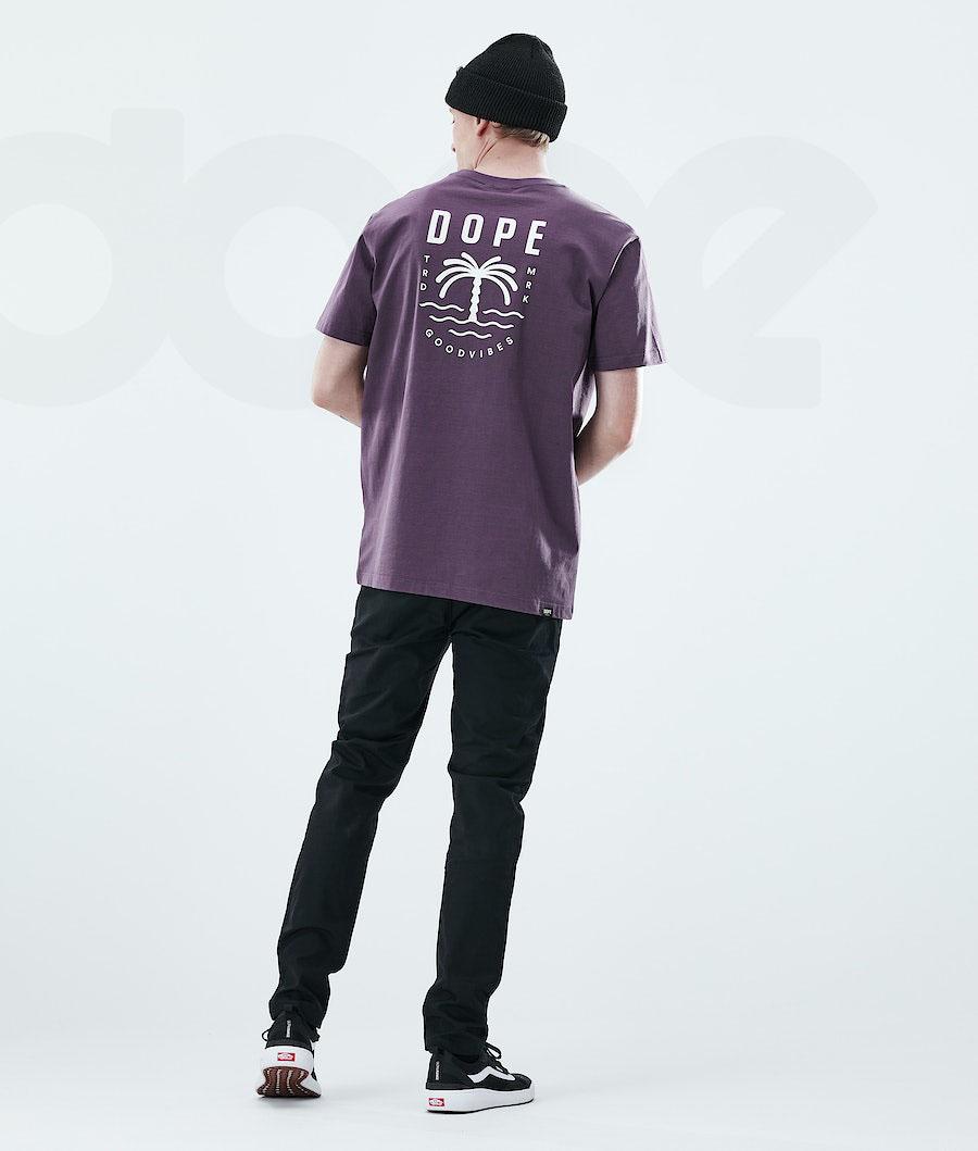 Dope Daily Palm T-shirts Heren Paars | NLSO2982