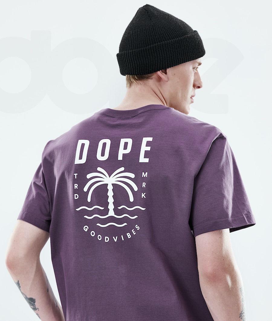 Dope Daily Palm T-shirts Heren Paars | NLSO2982