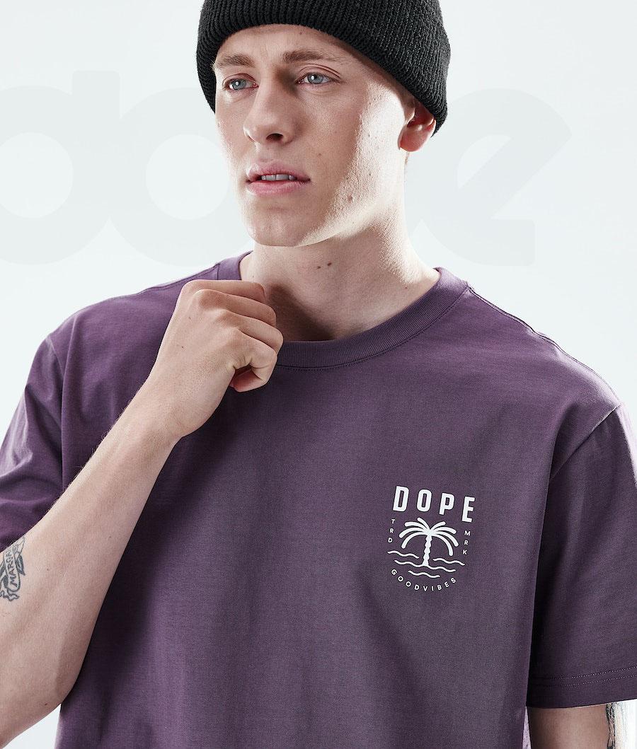 Dope Daily Palm T-shirts Heren Paars | NLSO2982