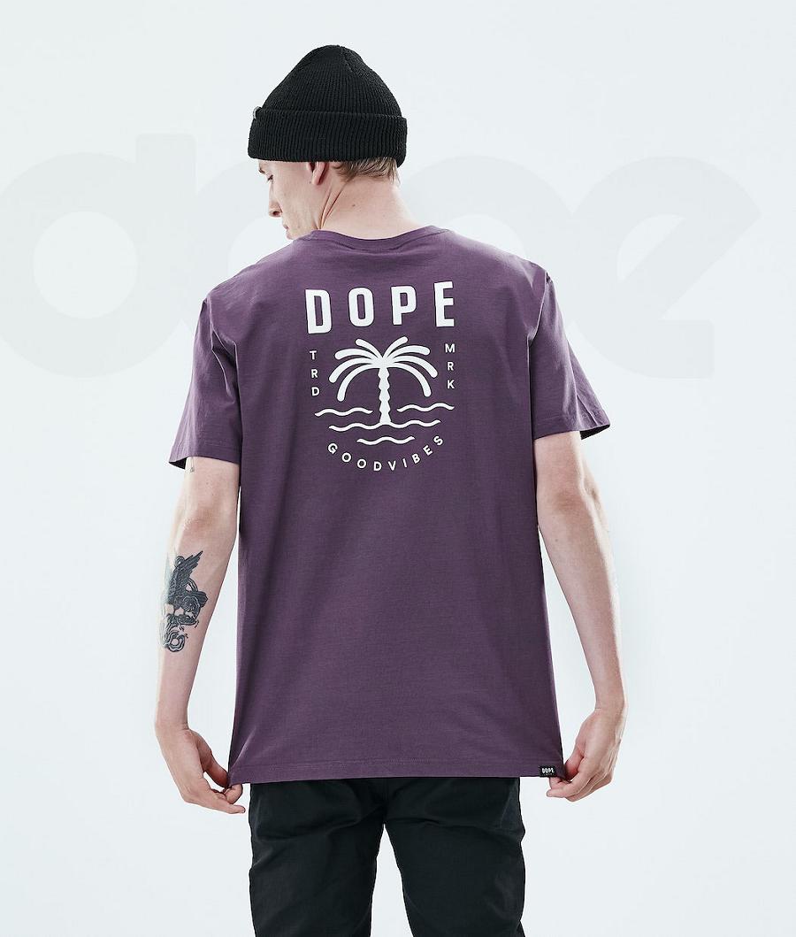 Dope Daily Palm T-shirts Heren Paars | NLSO2982