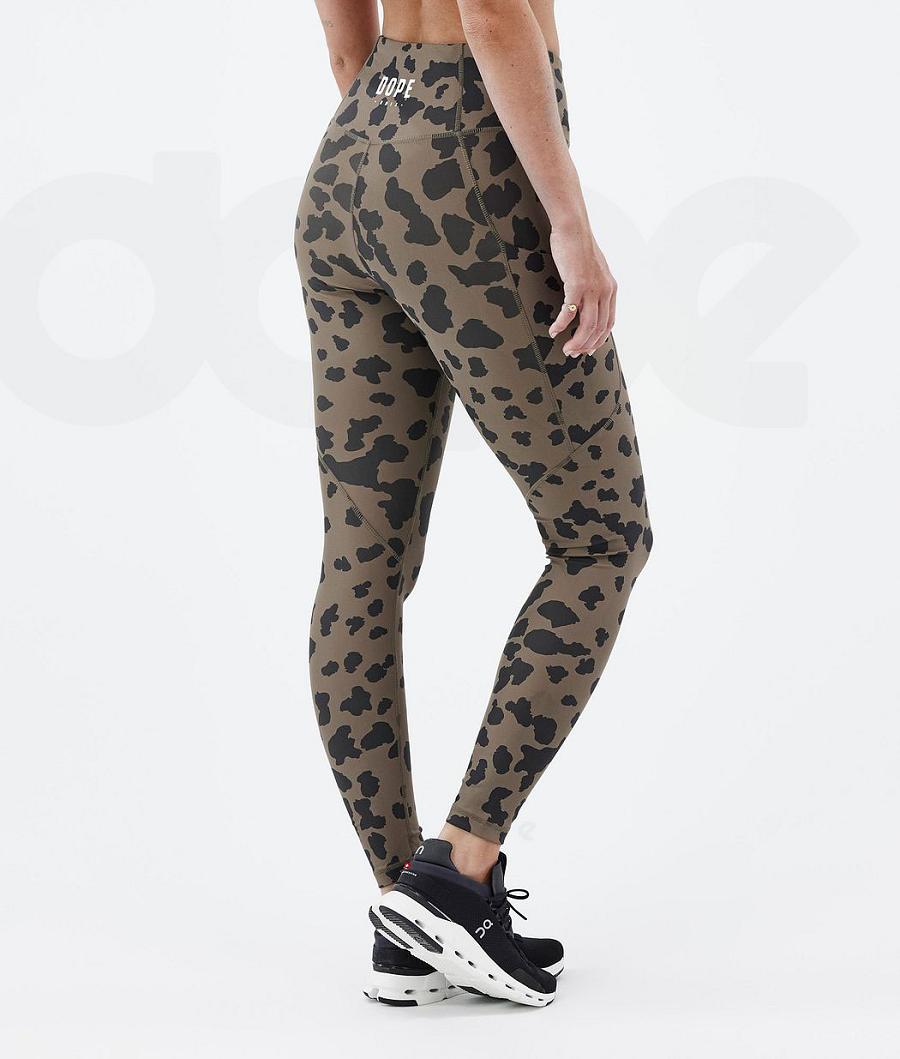 Dope Lofty Tech Dots Leggings Dames Bruin | NLMA3809