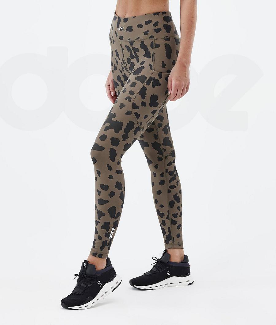 Dope Lofty Tech Dots Leggings Dames Bruin | NLMA3809