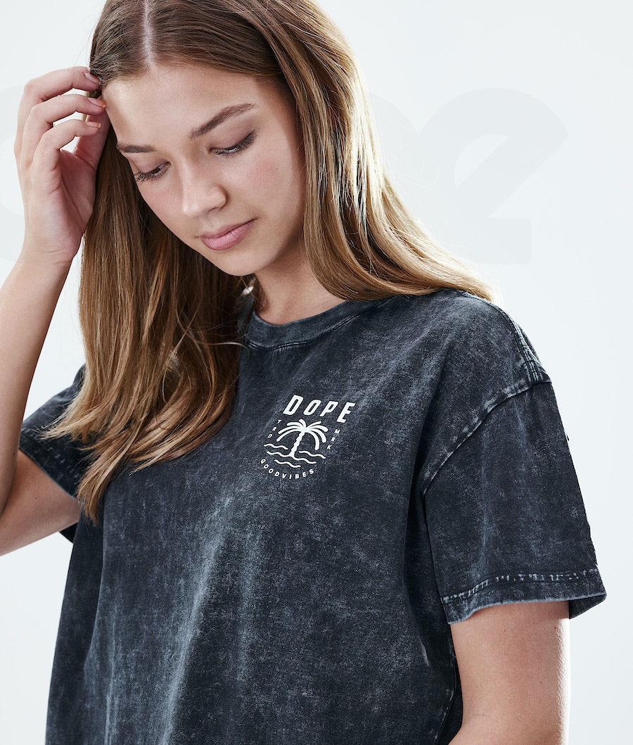 Dope Regular Palm Bleached T-shirts Dames Zwart | NLHK3767