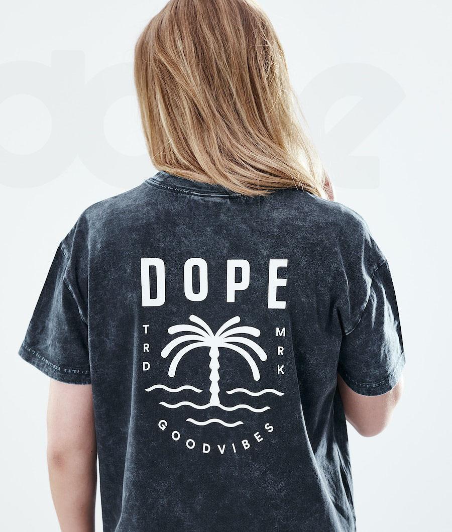 Dope Regular Palm Bleached T-shirts Dames Zwart | NLHK3767