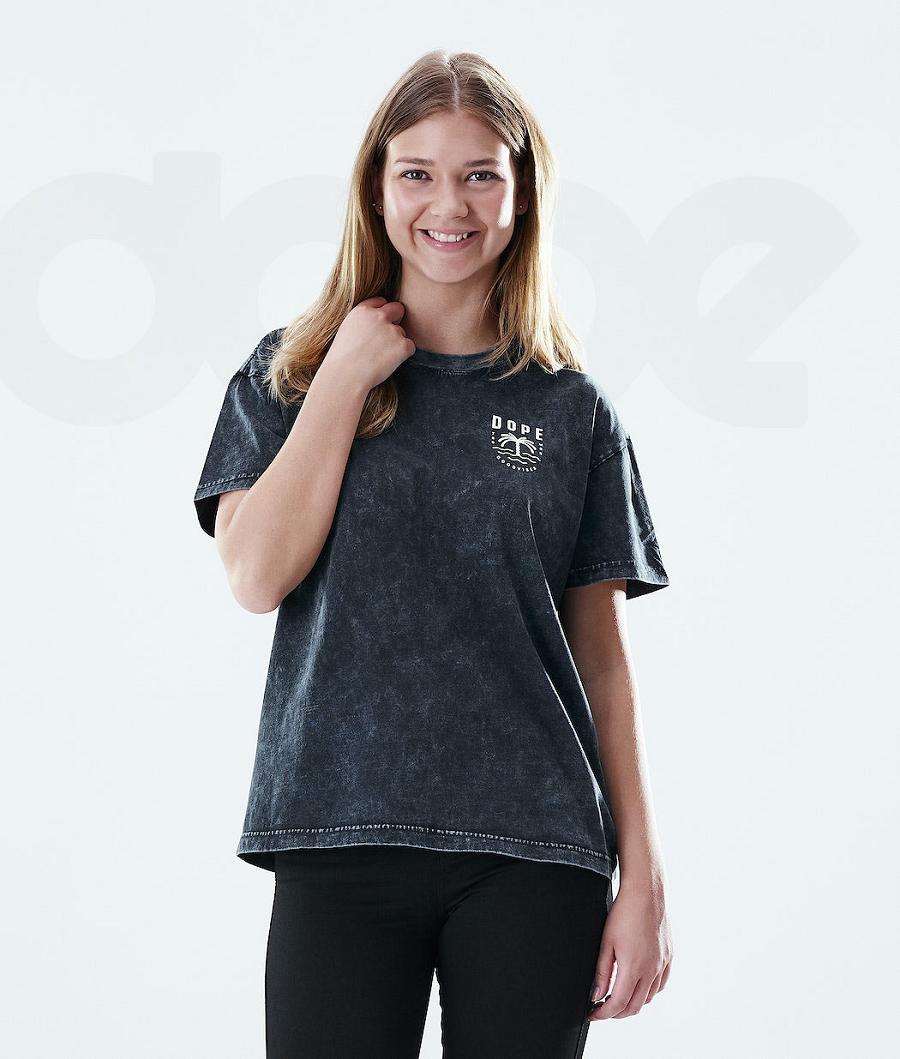 Dope Regular Palm Bleached T-shirts Dames Zwart | NLHK3767