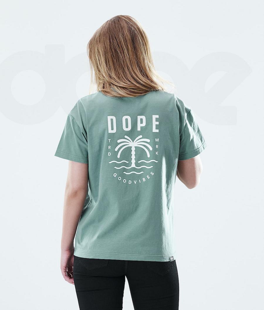 Dope Regular Palm T-shirts Dames Groen | NLLH3764