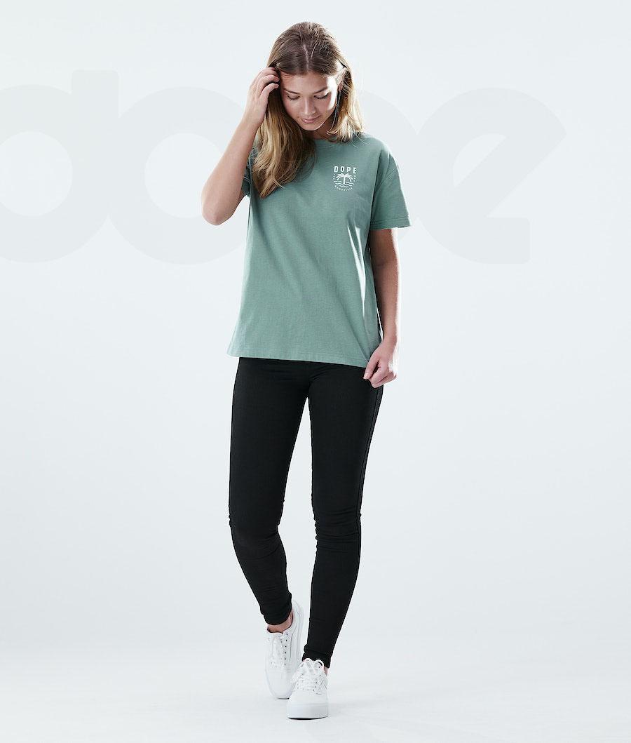 Dope Regular Palm T-shirts Dames Groen | NLLH3764