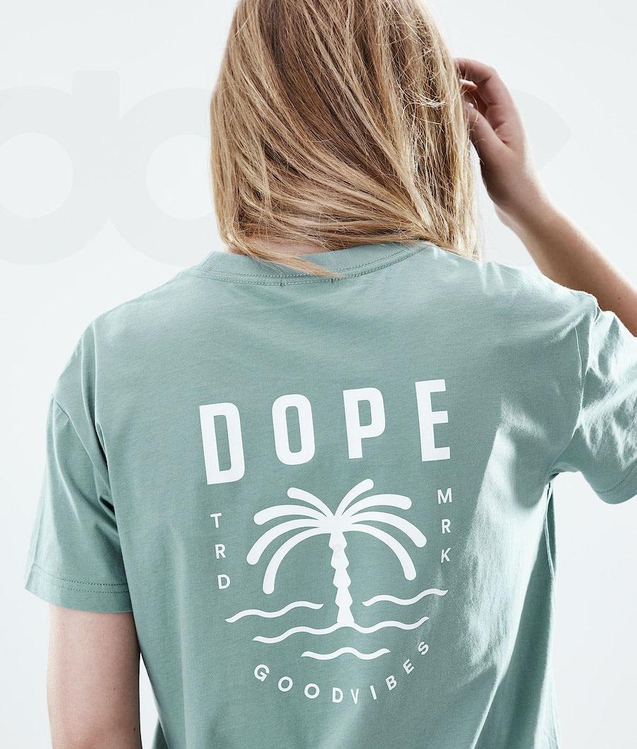 Dope Regular Palm T-shirts Dames Groen | NLLH3764