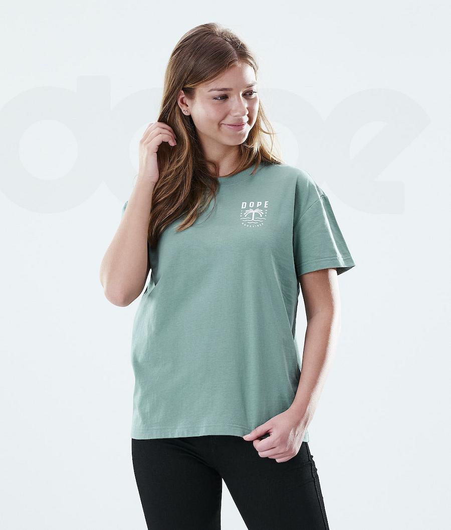 Dope Regular Palm T-shirts Dames Groen | NLLH3764