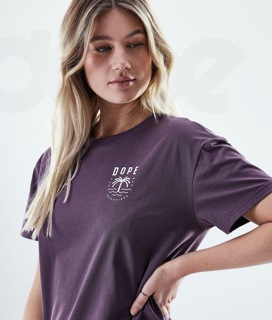 Dope Regular Palm T-shirts Dames Paars | NLKI3765