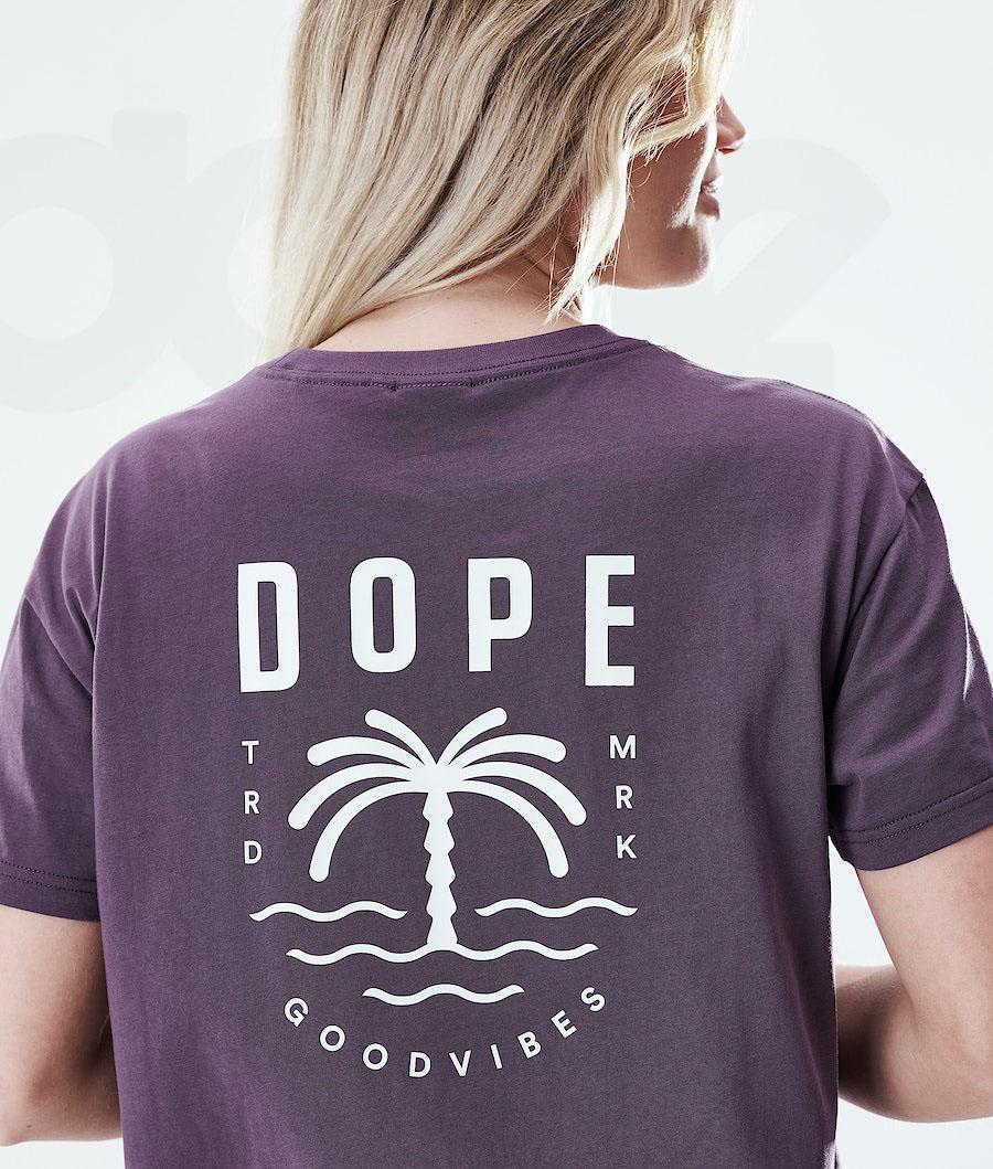 Dope Regular Palm T-shirts Dames Paars | NLKI3765