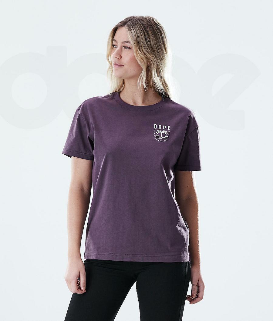 Dope Regular Palm T-shirts Dames Paars | NLKI3765