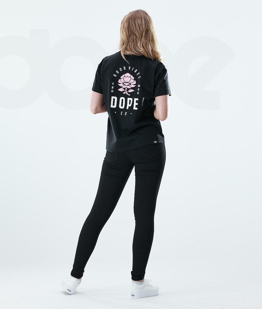 Dope Regular Rose T-shirts Dames Zwart | NLDN3771