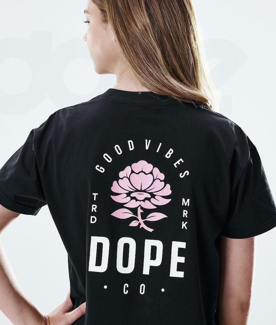 Dope Regular Rose T-shirts Dames Zwart | NLDN3771