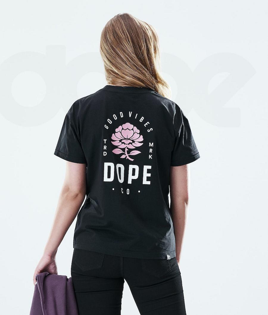 Dope Regular Rose T-shirts Dames Zwart | NLDN3771