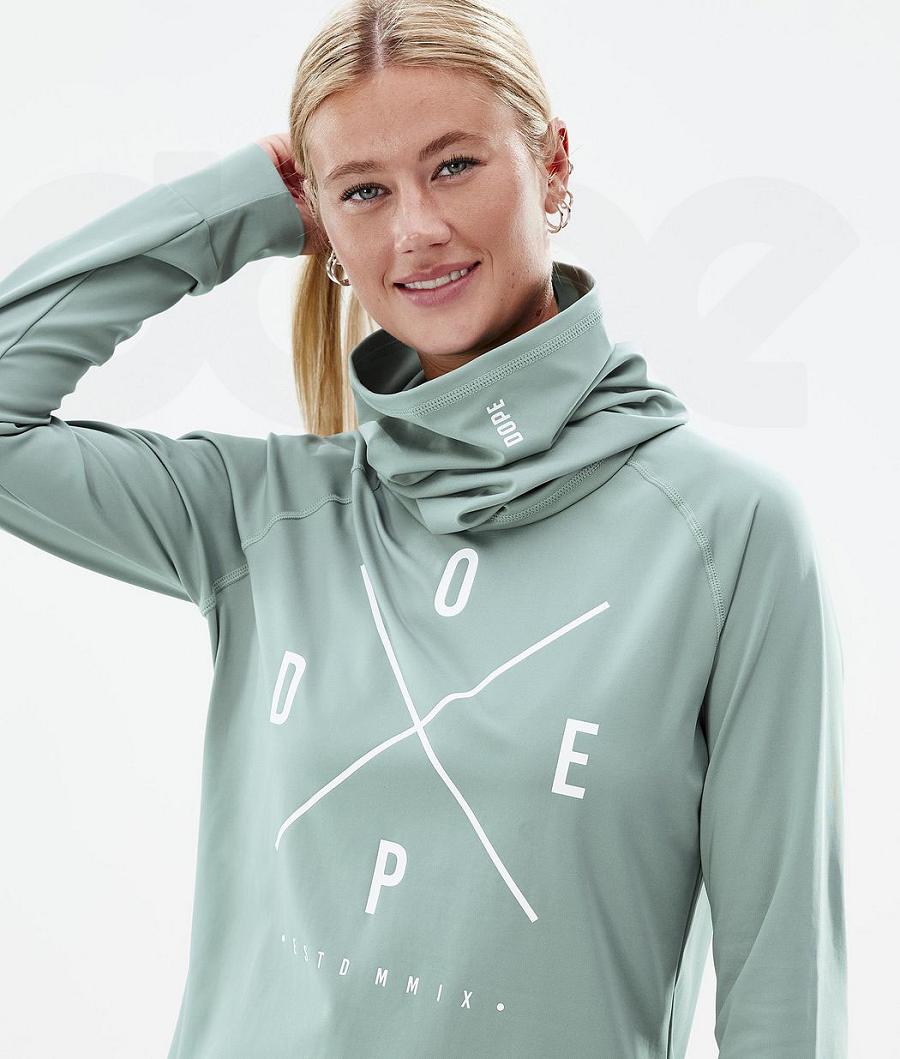 Dope Snuggle W 2X-Up Faded Basislaag Top Dames Groen | NLFM3899