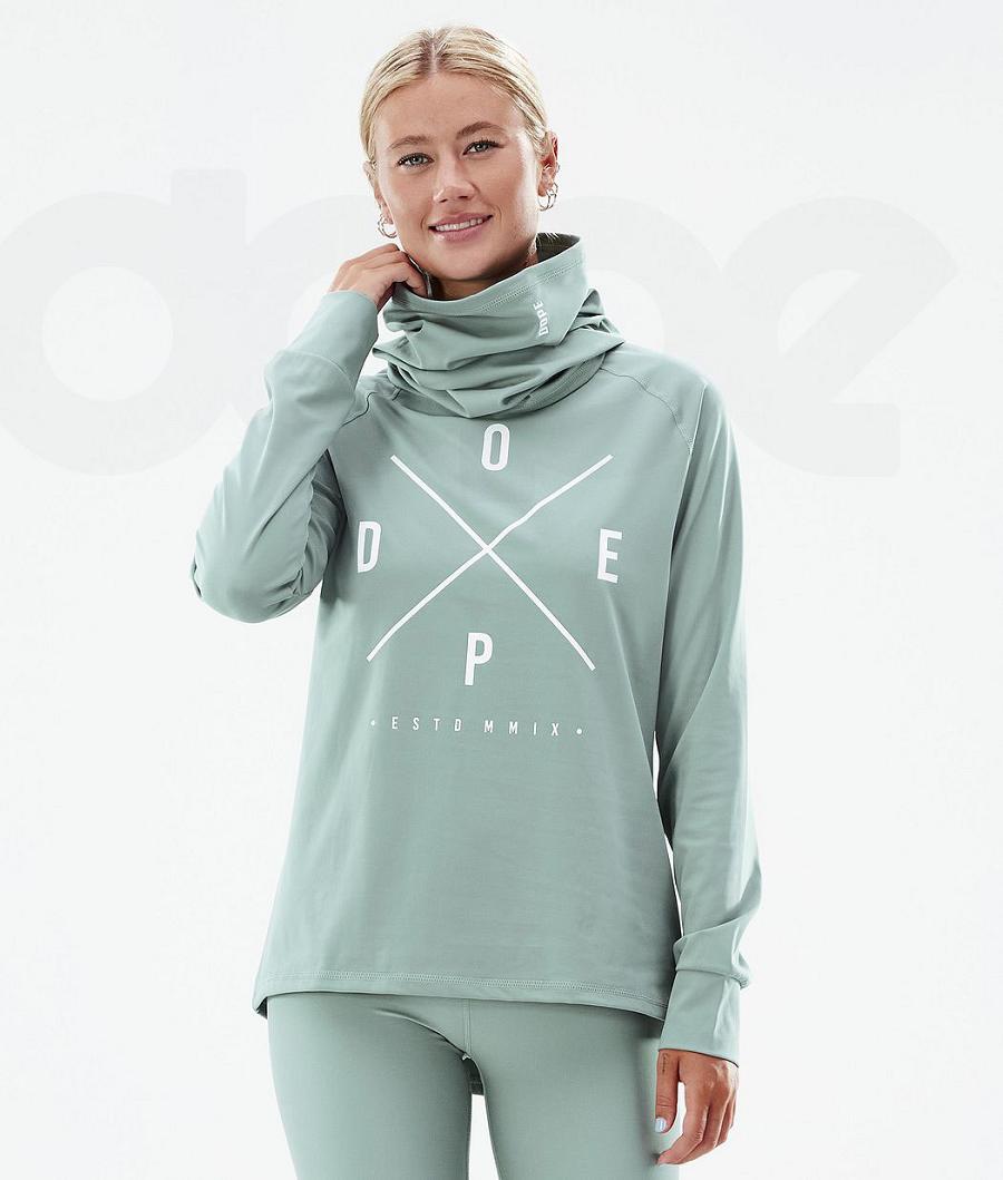 Dope Snuggle W 2X-Up Faded Basislaag Top Dames Groen | NLFM3899