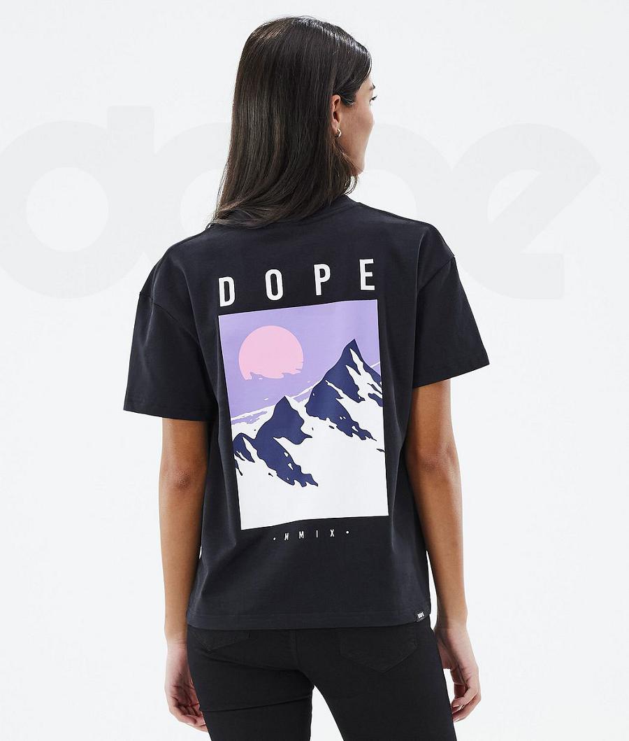 Dope Standard W Peak T-shirts Dames Zwart | NLIS3776