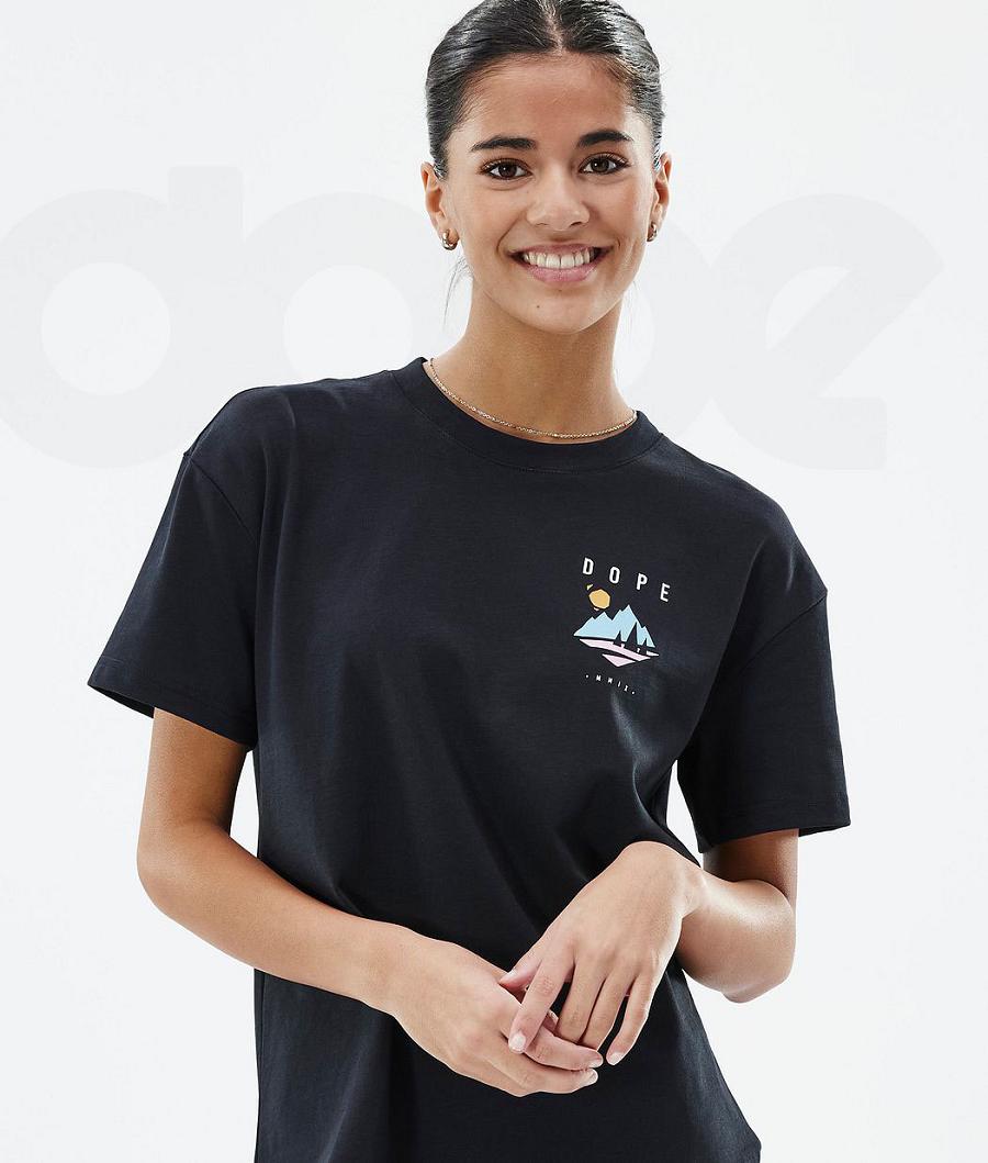 Dope Standard W Pine T-shirts Dames Zwart | NLTV3779